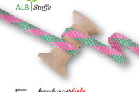 Albstoffe Kordel Plaid grün/pink 18m