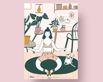 Notietzblock Postkarte Yoga Girl