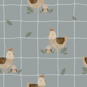 Chicken Mother Aqua seamless pattern Dear Benno