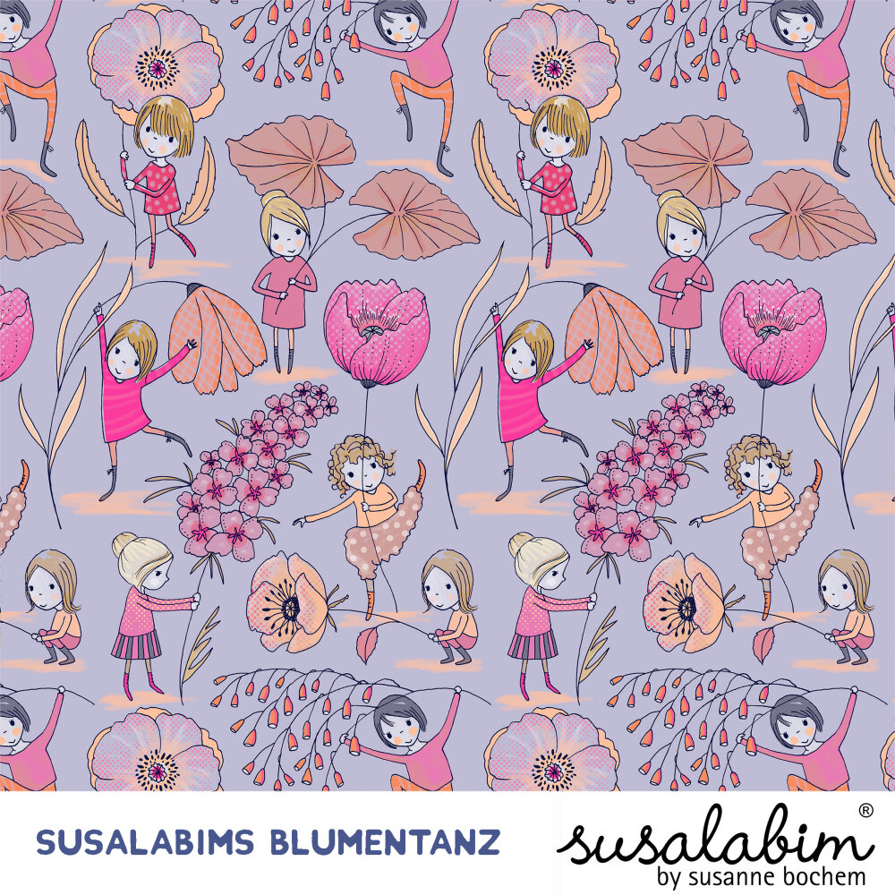 Stoffonkel Susalabims Blumentanz pink Jersey