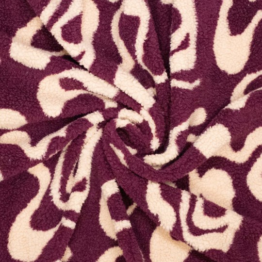 Polytex Stoffen Plüsch Waves bordeaux